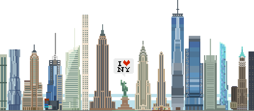 New York skyline en estilo pixel-art por Beatriz Alonso Carvajales